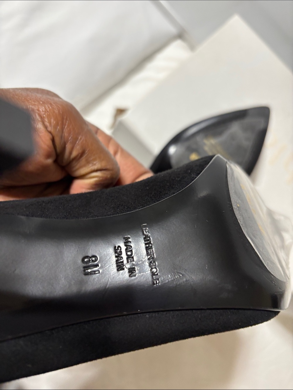 Inez Lola Black Pointed Suede Pumps with leather sole. Made in Spain. NWOT - Picture 9 of 10